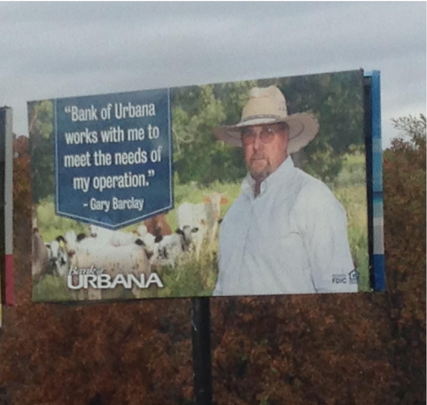 Gary Barclay of Midstate Communication Contractors on a billboard in Camdenton MO